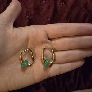Chic Gold and Green Earrings